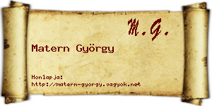 Matern György névjegykártya