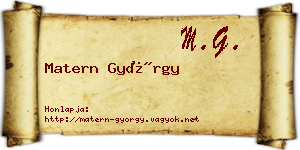 Matern György névjegykártya